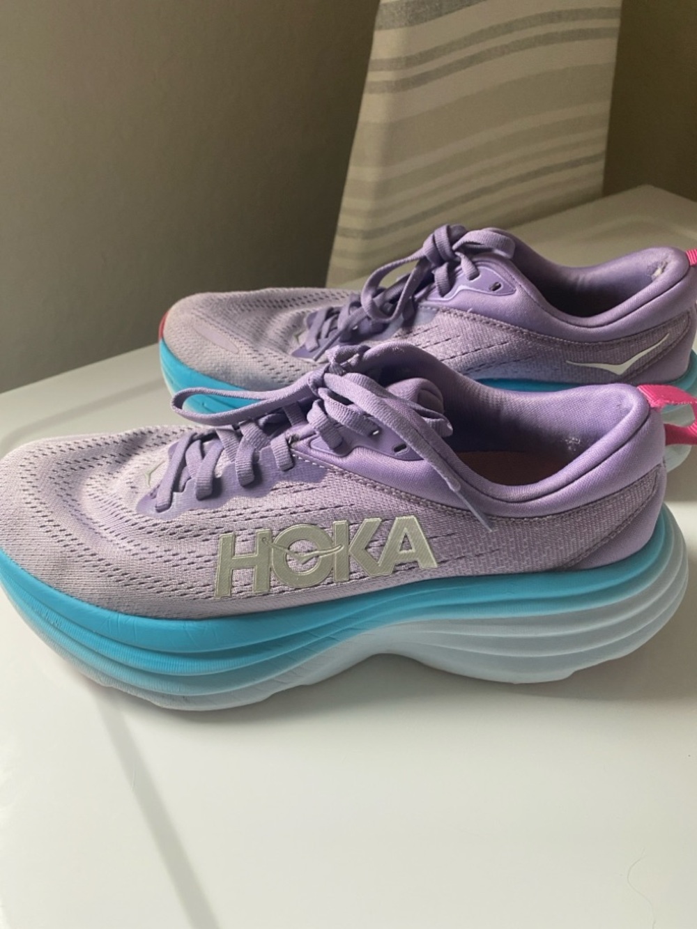 Hoka Women's Lavender and Turquoise Cushion Running Shoe - Picture 8 of 8